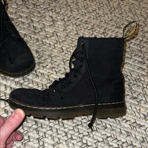 Dr. Martens Kids Black Lace-Up Boots with Side Zipper